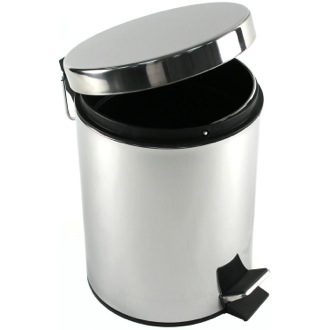 Waste Basket Round Polished Chrome Waste Bin With Pedal Gedy 2709-13